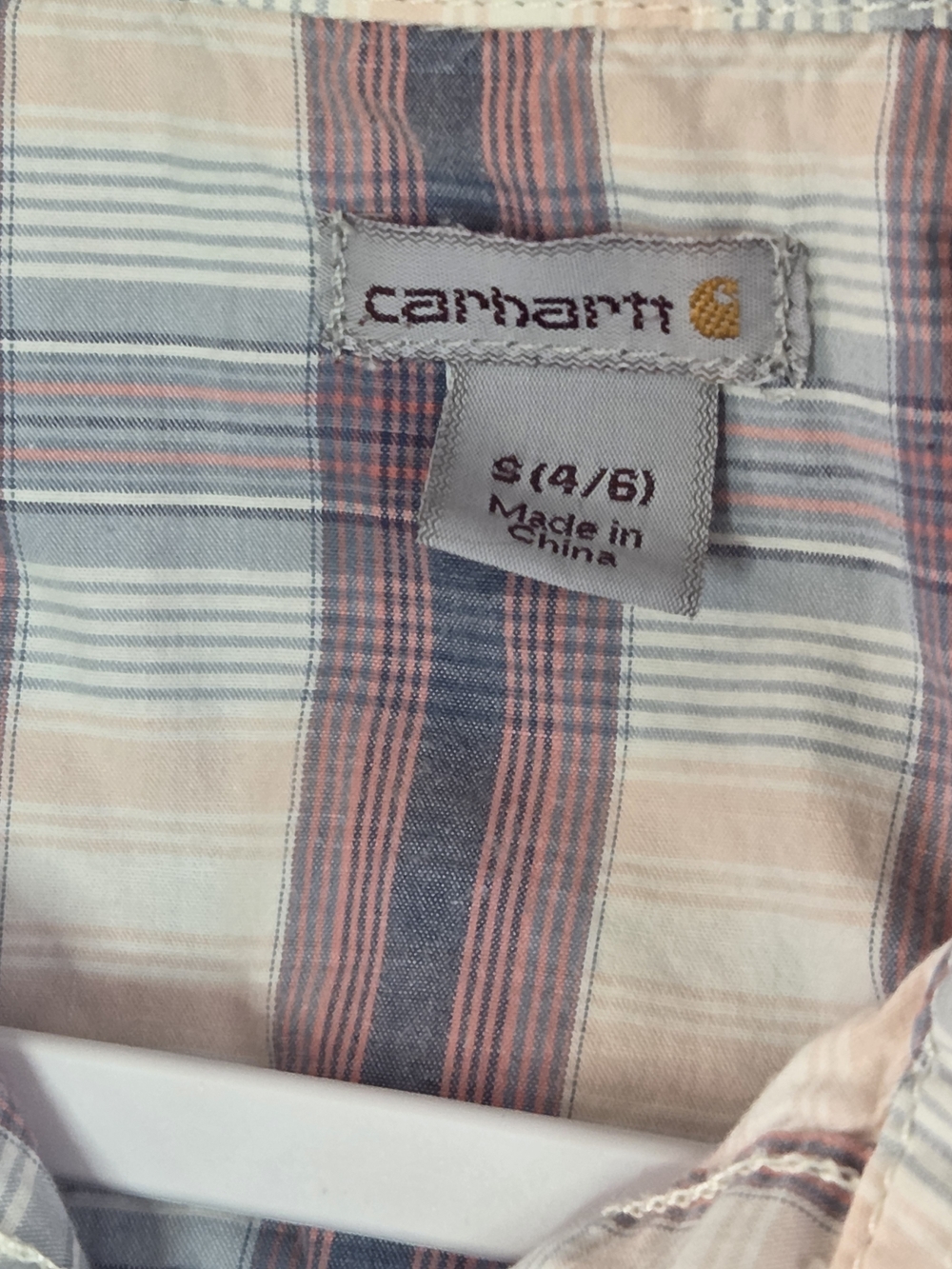 Carhartt Girls Plaid Button-Down Shirt in Pink and Blue Size S - Picture 7 of 16
